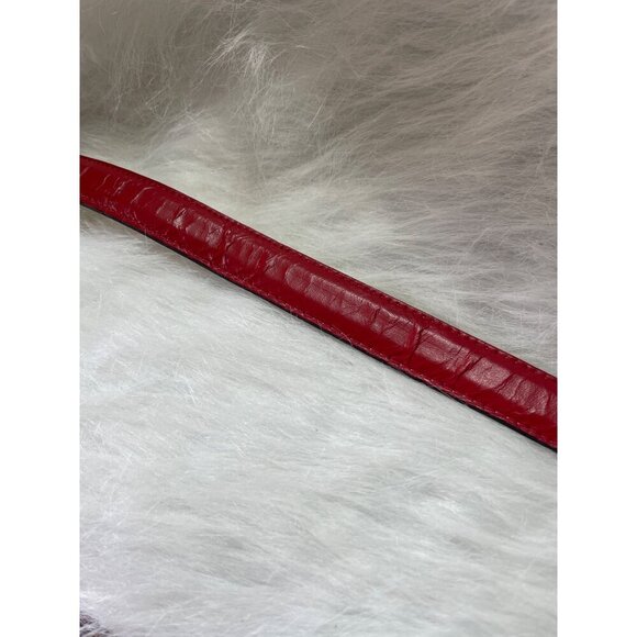 Red Leather Belt With Gold Buckle & Spiral Detail By Riki Designs Small Size Gen - Picture 7 of 8